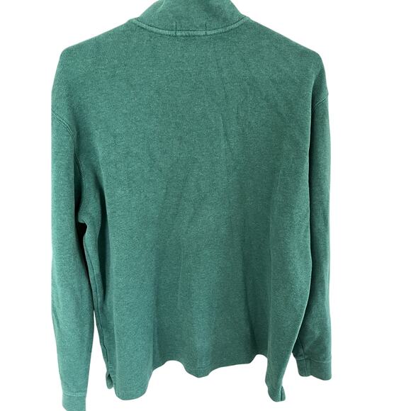 Polo Ralph Lauren Men L Green Pullover Cotton 1/4 Zip Sweater Preppy Old Money - Picture 4 of 4